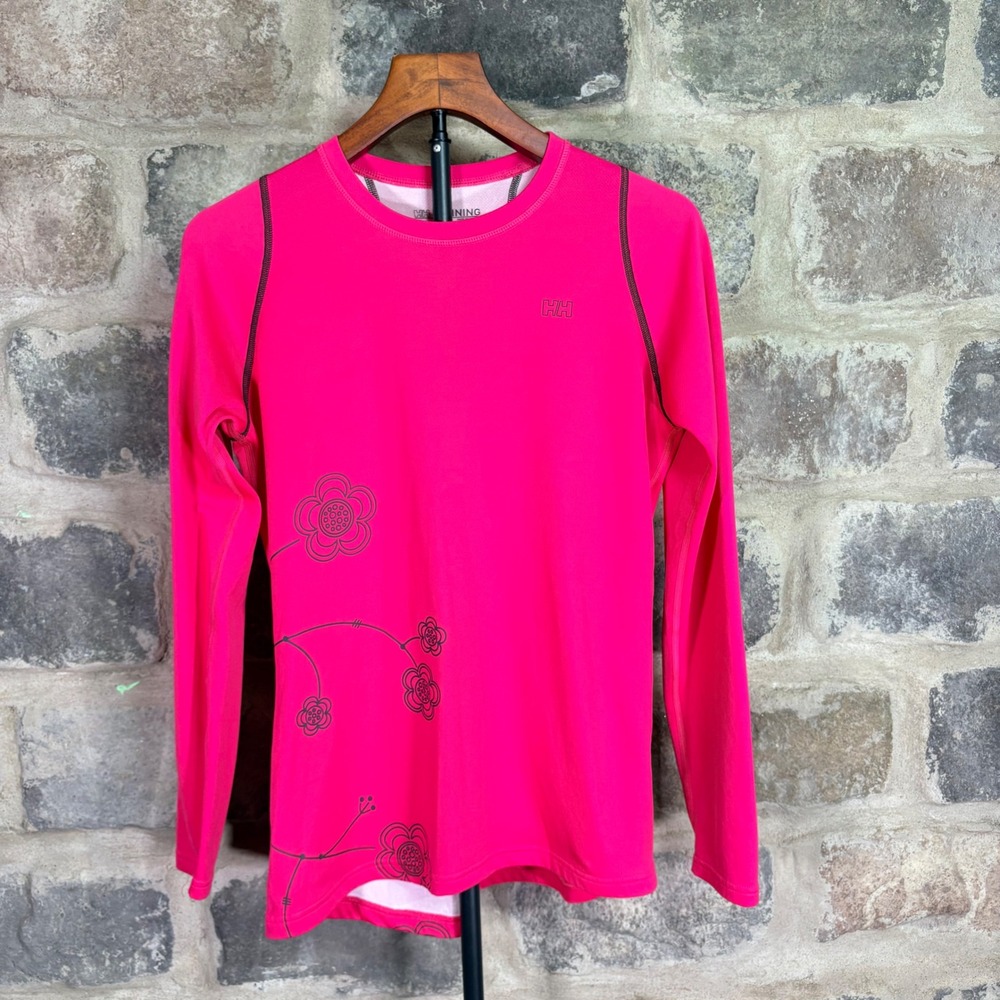 Helly Hansen HH Training Pink Floral Long Sleeve Performance Shirt Womens L